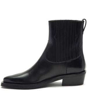 OFF THE HOOK Bromley Western Leather Chelsea High Ankle Boot - Black
