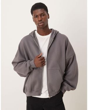 ASOS Essentials Extreme Oversized Zip Up Hoodie - Gray