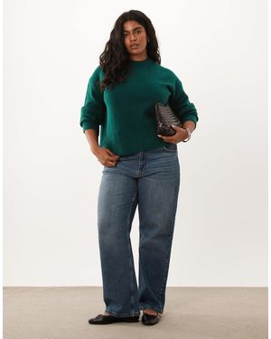 ASOS Asos Design Curve Boxy Sweater With Side Split Detail - Green