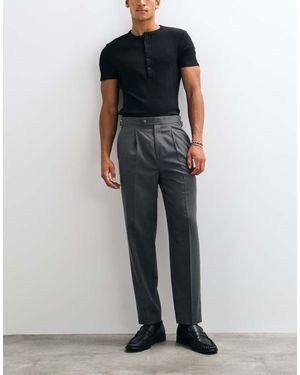 ASOS Tailored Flannel Relaxed Tapered Trousers - Black