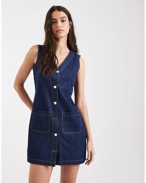 Threadbare – kurzes latz-jeanskleid - Blau