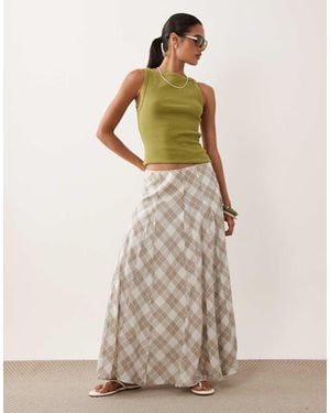 Abercrombie & Fitch Flowy Midi Skirt - Natural