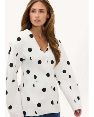 Loavies Moonlight State Of Mind Polka Dot Blazer - Natural