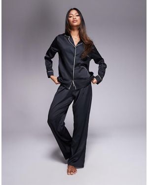 Bluebella Claudia Luxury Satin Long Pyjama Set - Blue