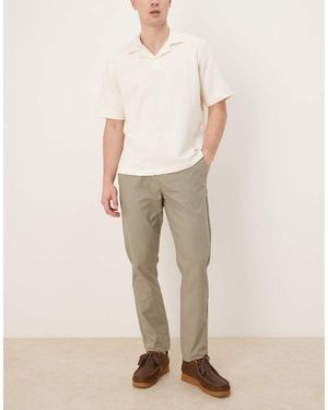 ASOS Asos Deisgn Linen Rich Slim Trouser With Elasticated Waist - Natural