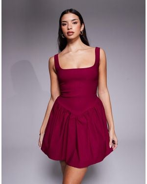 Vesper – mini-skater-kleid aus bengaline - Rot