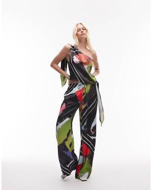 TOPSHOP Pantalon large en satin à imprimé foulard - Blanc
