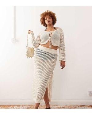 Noisy May Crochet Tie Detail Maxi Skirt Co-ord - Natural