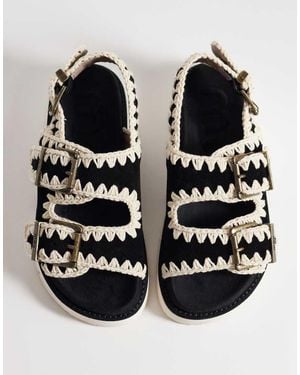 Mou Two Buckle Backstrap Sandals - Black