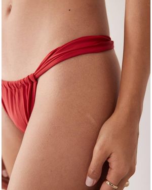 Mango Slip Bikini Rossi Con Incrocio Laterale - Rosso