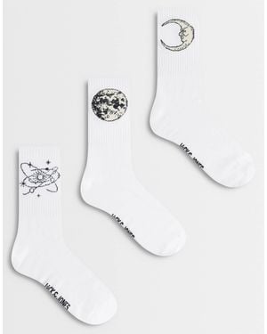Jack & Jones 3 Pack Of Socks With Symbols Graphics - White