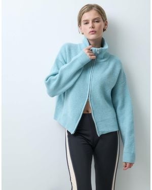 ASOS Double Zip Oversize Collar Cardigan - Blue
