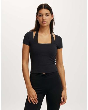 Cotton On Ultra Soft Square Neck Fitted Tshirt - Black