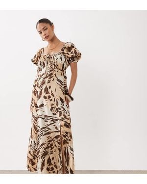 Miss Selfridge Vestito Lungo Con Maniche A Palloncino - Multicolore