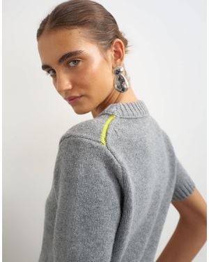 TOPSHOP Gestricktes premium-t-shirt aus reiner lammwolle mit kurzen ärmeln und rundhalsausschnitt - Grau