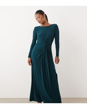 Forever New Vestito Lungo Sinuoso Verde-Azzurro Con Dettaglio Attorcigliato Sul Davanti - Blu