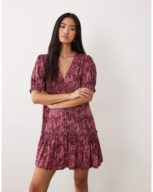 Miss Selfridge Printed Spun Smock Dress - Red