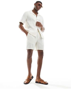 Only & Sons Pantalones Cortos Color Crema Sin Cierres De Bambula De (Parte De Un Conjunto)-Neutro - Blanco