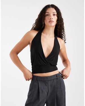 Collusion Wrap Halter Top - Black