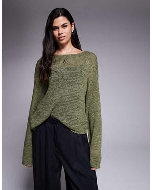 Edikted Drop Shoulder Light Knit Jumper - Green
