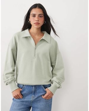 ARKET Sweatshirt aus baumwolle mit langen ärmeln und viertelreißverschluss - Grau