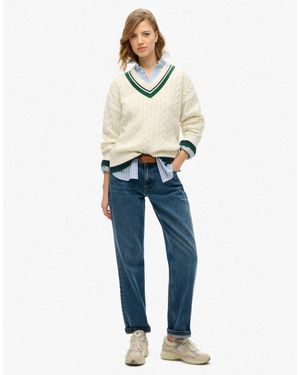 Superdry – cricket-strickpullover - Blau