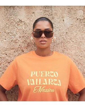 ASOS Asos Design Curve Boxy T-shirt With Puerto Vallarta Embroidery - Orange