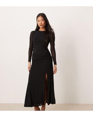 Nobody's Child Petite Tammy Ruched Drape Midaxi Dress - Black
