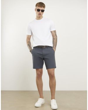 River Island Slim Fit Belted Chino Shorts - Natural