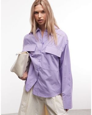 ASOS Patch Pocket Utility Detail Shirt - Purple