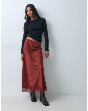 Object Gonna Satinata A Fantasia Con Bordo - Rosso