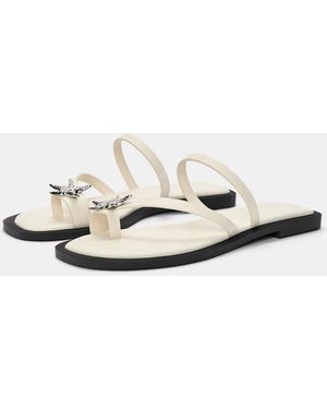 Pull&Bear Platte Sandalen Met Versiering - Wit