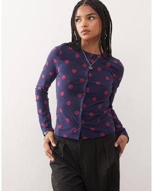 Collusion Polka Dot Cardigan - Blue