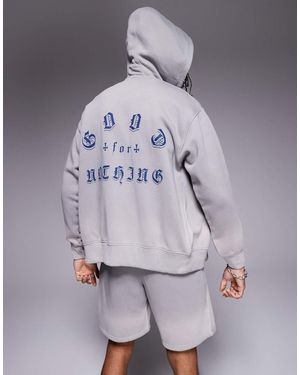 Good For Nothing Co-ord Zip Up Hoodie With Back Print - Purple