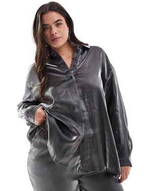 Pieces Plus Pieces Curve Oversized Shirt - Grey