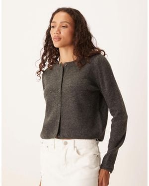 Jdy Crew Neck Cardigan With Wool - Grey
