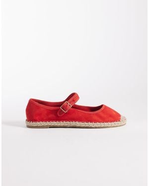 ASOS Bailarinas Rojas Estilo Merceditas Con Suela De Alpargata Jasmine De - Rojo