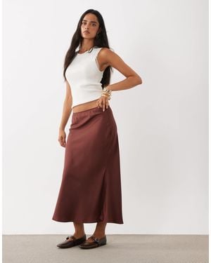 ASOS Satin Bias Maxi Skirt - Brown
