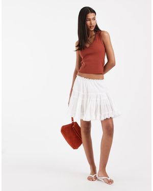ONLY Falda Pantalón Blanca Con Volantes - Blanco