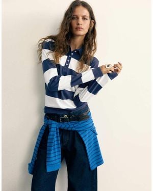 Pull&Bear Long Sleeve Polo Shirt - Blue