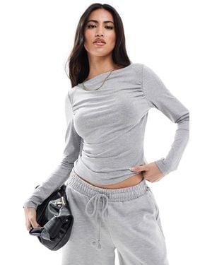 Miss Selfridge Ruched Long Sleeve Top Co Ord - Gray