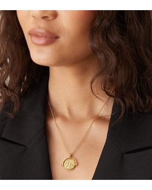 Accessorize Collar Con Colgante De Moneda Giratoria Chapado En Oro De 14 Quilates De La Colección Z De - Negro