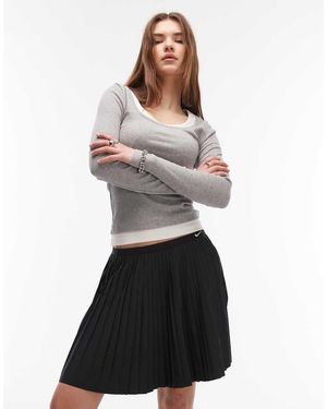 Nike Minifalda Negra Plisada De - Blanco