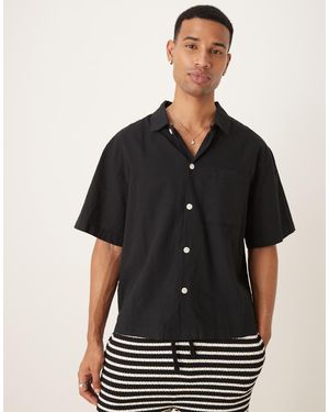 Cotton On Eli Linen Blend Short Sleeve Shirt - Black