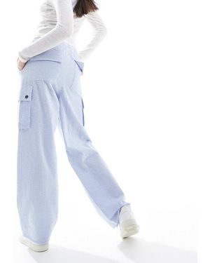 Obey Cotton Seersucker Stripe Cargo Trouser - Blue