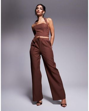 Kaiia Exclusivité - - pantalon d'ensemble ample à cordon - Marron