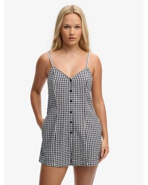 Superdry Combishort caraco à carreaux vichy - Blanc