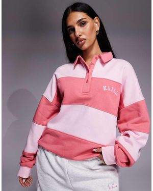 Kaiia Oversized Gestreept Rugby Sweatshirt - Roze