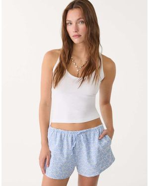 Stradivarius Shorts With Contrast Embroidery - Blue