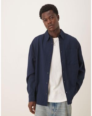 ASOS 90s Oversized Long Sleeve With Chest Pocket - Blue